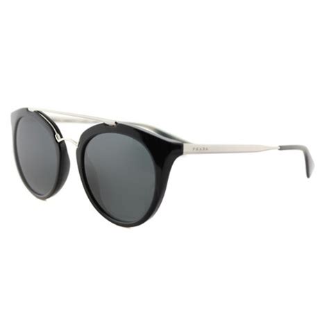 Prada Cinema PR23SS 1AB1A1 Unisex Round Sunglasses Black 